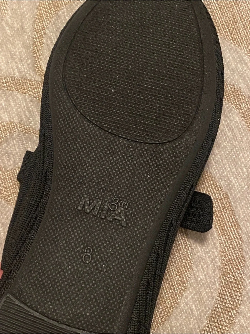 MIA Girl Black Knit Mary Jane Flats Buckle Strap Comfort Shoes Size 8